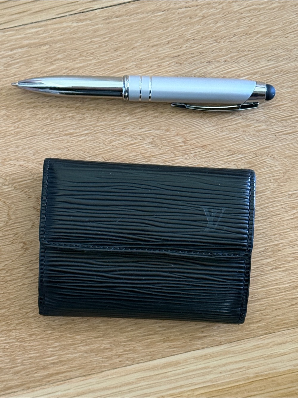 Louis Vuitton Black Epi Leather Compact Wallet 1990s